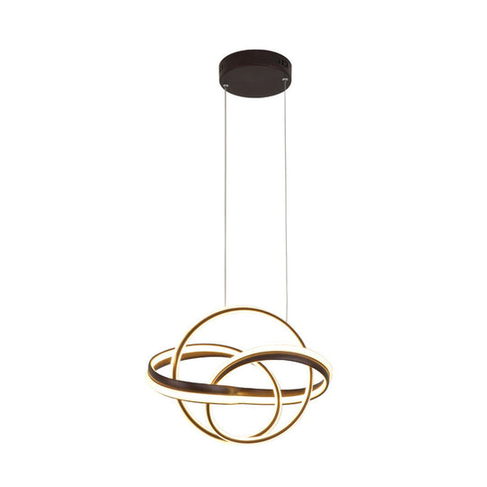 Modern Acrylic Twisted Ceiling Light Fixture - LED Hanging Chandelier in White/Coffee - Dining Room Lighting - 3 Color Light Options (White/Warm)