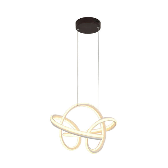 Modern Acrylic Twisted Led Ceiling Light Fixture In White/Coffee For Dining Room - Warm/White