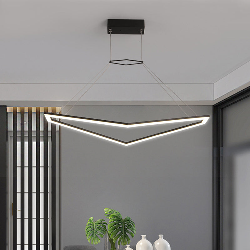 Modern Acrylic Geometric Chandelier - LED Pendant Light Fixture in Black, White/Warm Light