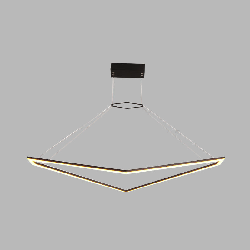 Modern Acrylic Geometric Chandelier - LED Pendant Light Fixture in Black, White/Warm Light