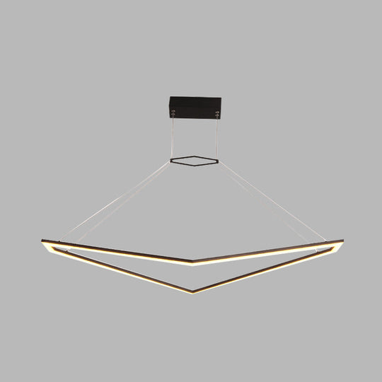 Modern Acrylic Geometric Chandelier - LED Pendant Light Fixture in Black, White/Warm Light