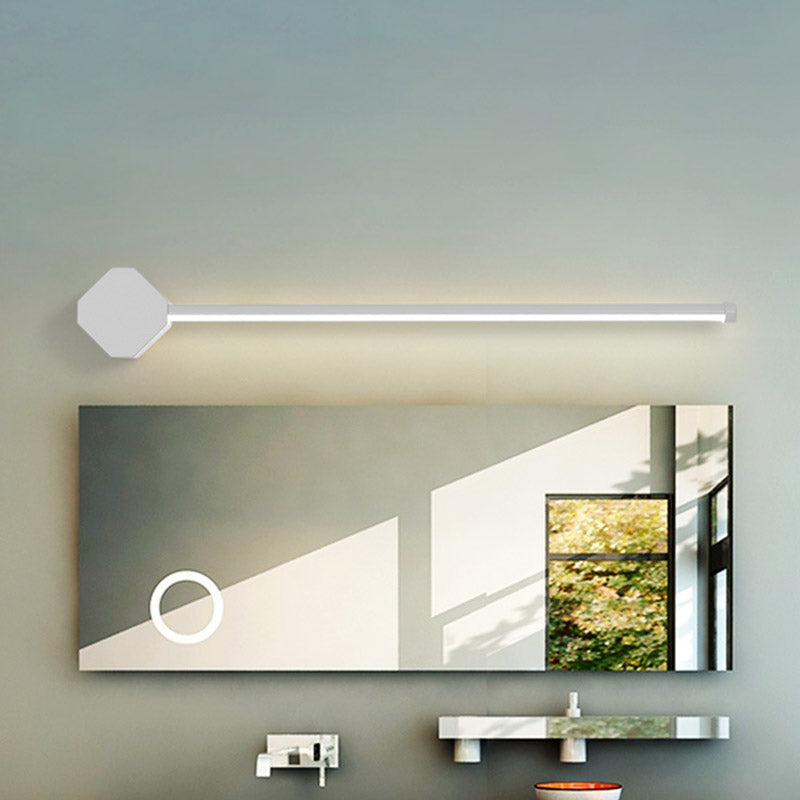 Modern Led Bathroom Sconce With Sleek Black/White Finish Slim Linear Acrylic Shade - 16/23.5 Long