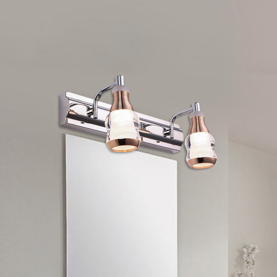 Modern Chrome Led Vanity Wall Light 2/3 Bulbs 12/18 Long White/Warm