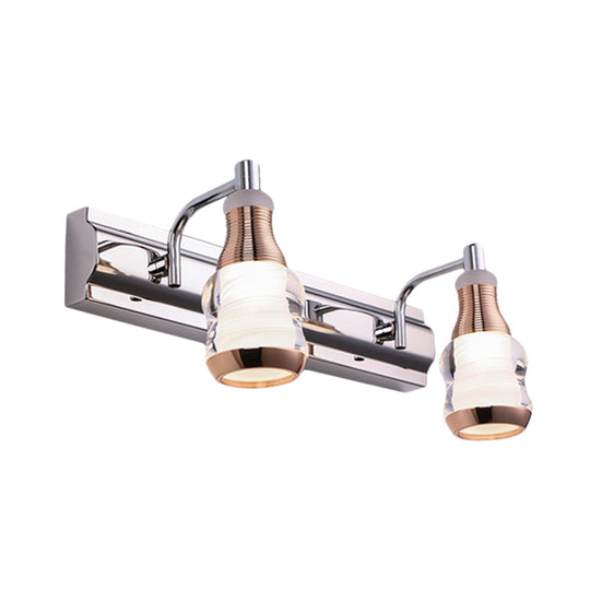 Modern Chrome Led Vanity Wall Light 2/3 Bulbs 12/18 Long White/Warm