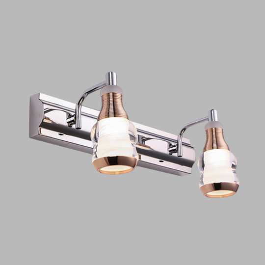 Modern Chrome Led Vanity Wall Light 2/3 Bulbs 12/18 Long White/Warm