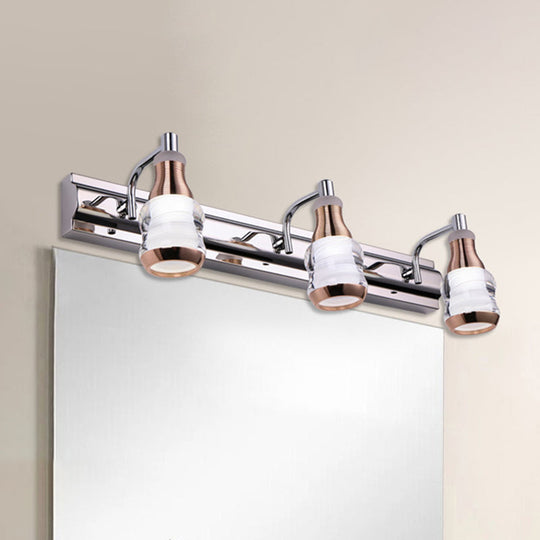 Modern Chrome Led Vanity Wall Light 2/3 Bulbs 12/18 Long White/Warm / 18 Warm