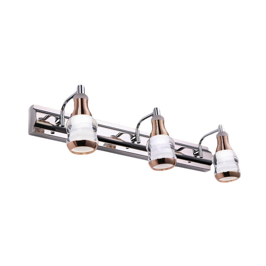 Modern Chrome Led Vanity Wall Light 2/3 Bulbs 12/18 Long White/Warm