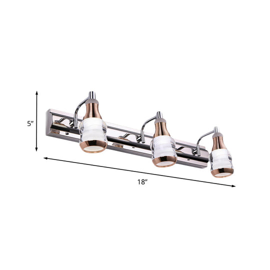 Modern Chrome Led Vanity Wall Light 2/3 Bulbs 12/18 Long White/Warm