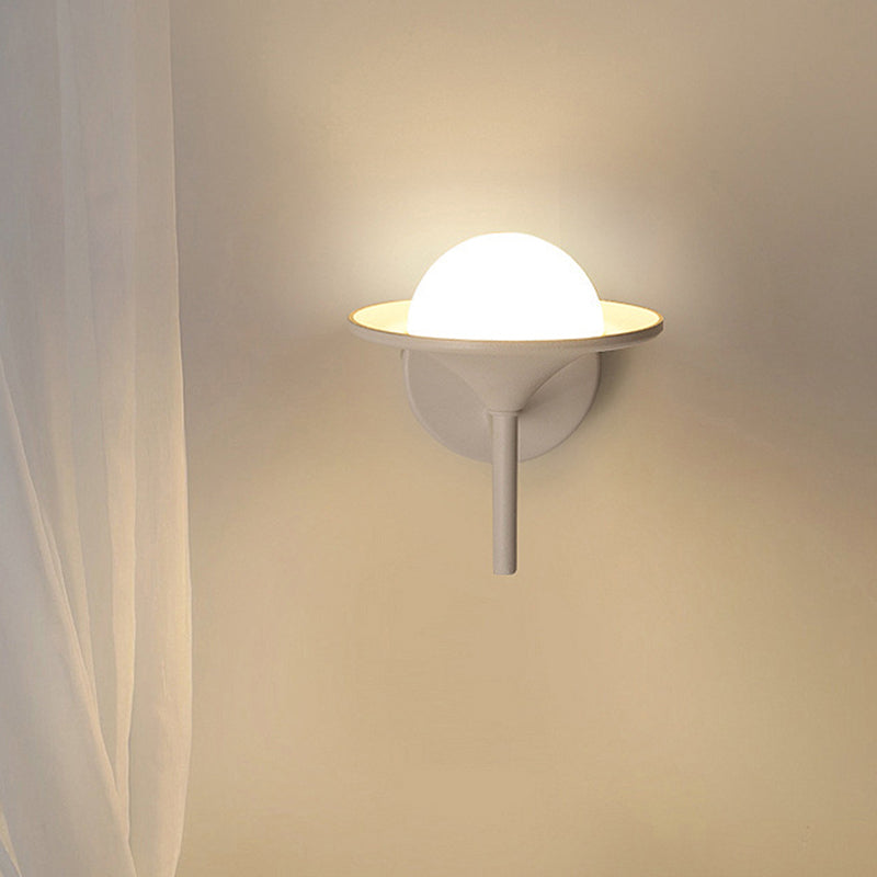 Modern White Flared Sconce Light Fixture With Led Metallic Wall Mount Lamp