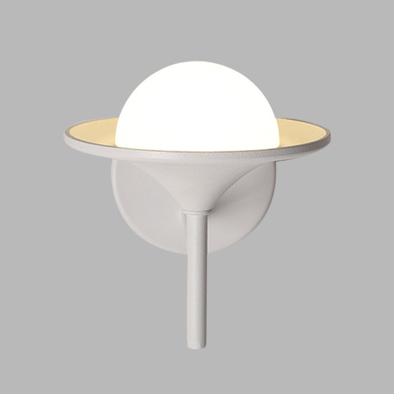 Modern White Flared Sconce Light Fixture With Led Metallic Wall Mount Lamp