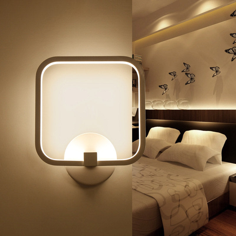 Led Bedside Wall Light White Sconce With Square Acrylic Shade - Choose Your Tone /