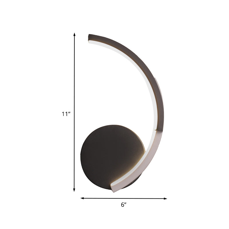 Modern Curved Line Led Wall Mounted Sconce In Black White Warm Light - Acrylic Lamp Fixture For