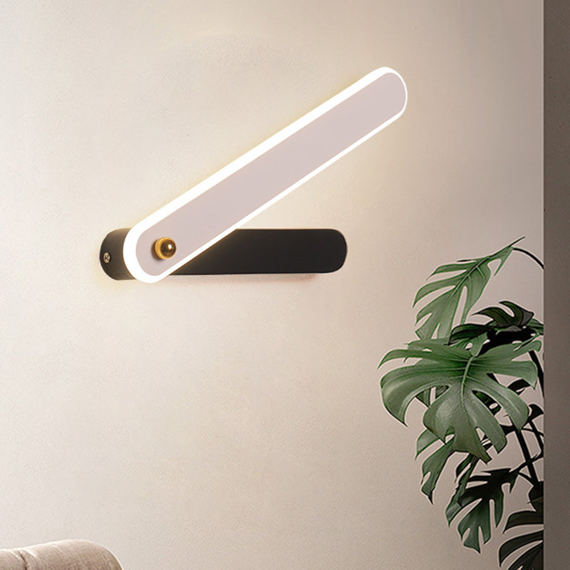 Modern Hour Hand Led Wall Sconce In Black And White Acrylic With White/Warm Lighting Black-White /