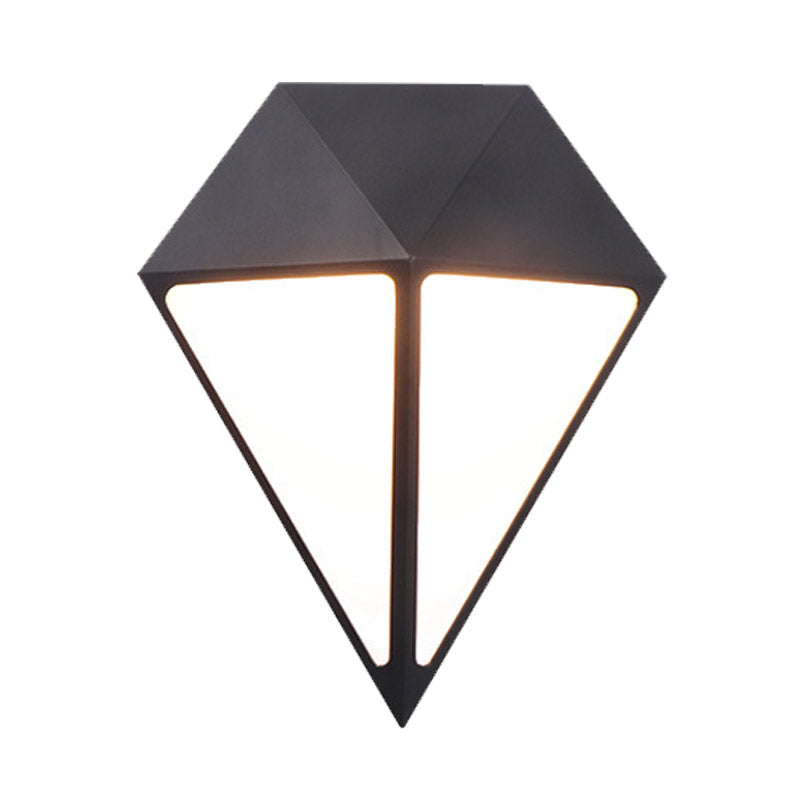 Modernist Diamond Led Sconce Light Fixture - Metallic Wall Mount Lamp In Black Multiple Options