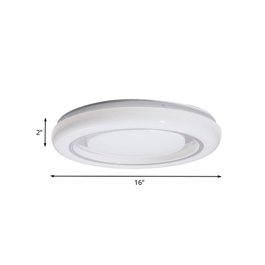 LED Bedroom Flushmount Ceiling Lamp, Modern Black and White, Circle Acrylic Shade, Warm/White Light, 16"/19.5" Diam.