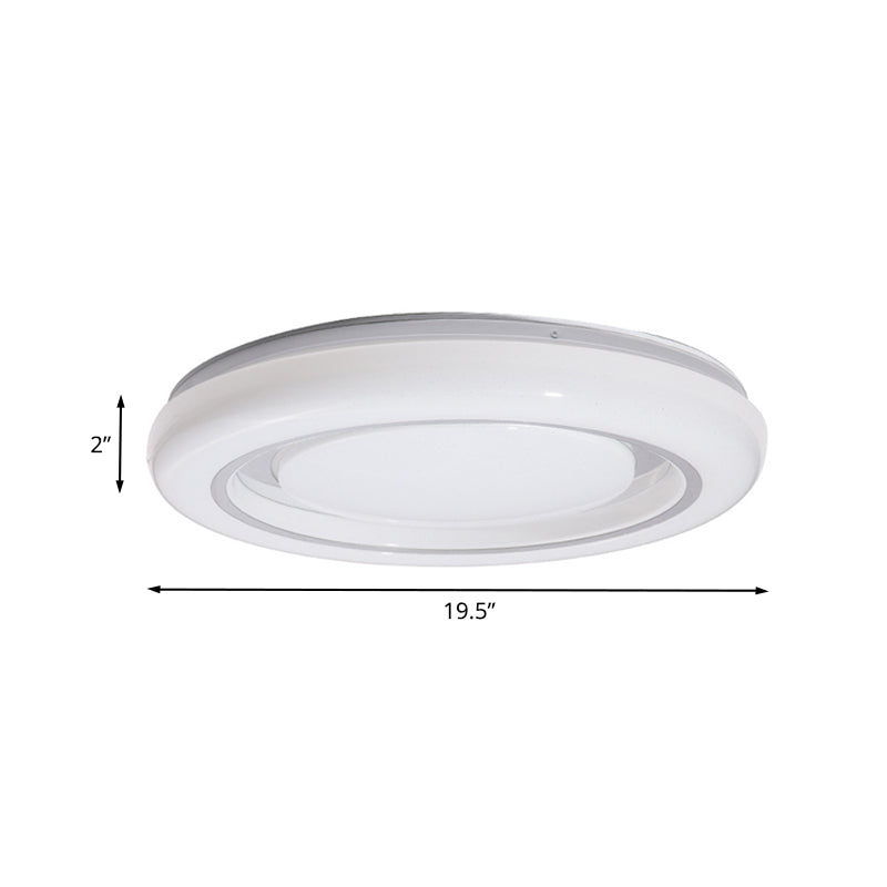 LED Bedroom Flushmount Ceiling Lamp, Modern Black and White, Circle Acrylic Shade, Warm/White Light, 16"/19.5" Diam.