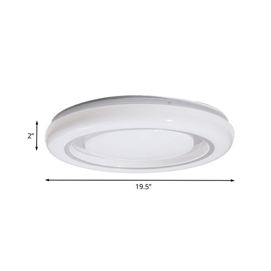 LED Bedroom Flushmount Ceiling Lamp, Modern Black and White, Circle Acrylic Shade, Warm/White Light, 16"/19.5" Diam.