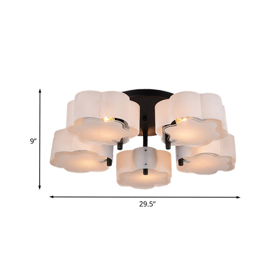 Modern Scalloped Drum Acrylic Flushmount - White (5 Heads)