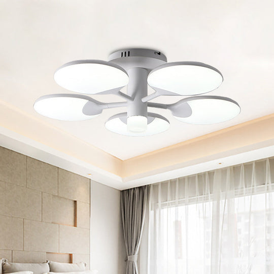 Modern 5-Light Flush LED Ceiling Fixture with Acrylic Shade- White Table Tennis Theme