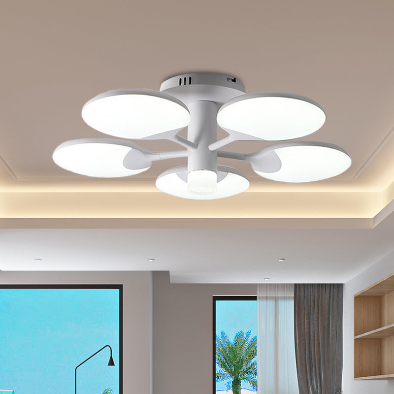 Modern 5-Light Flush LED Ceiling Fixture with Acrylic Shade- White Table Tennis Theme