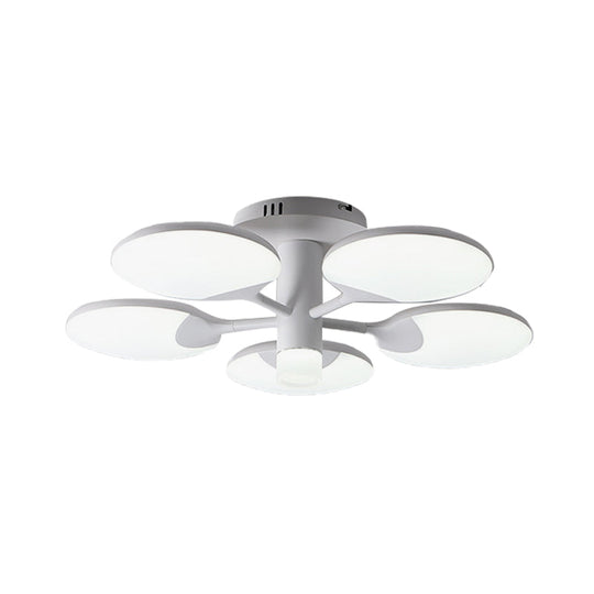 Modern 5-Light Flush LED Ceiling Fixture with Acrylic Shade- White Table Tennis Theme