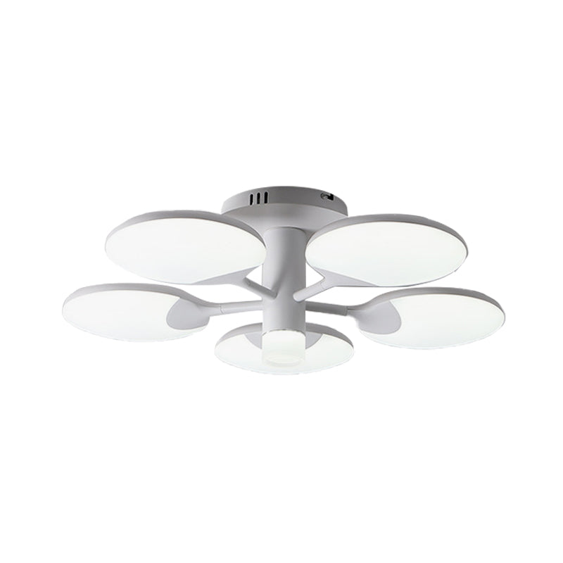 Modern 5-Light Flush Led Ceiling Fixture With Acrylic Shade- White Table Tennis Theme