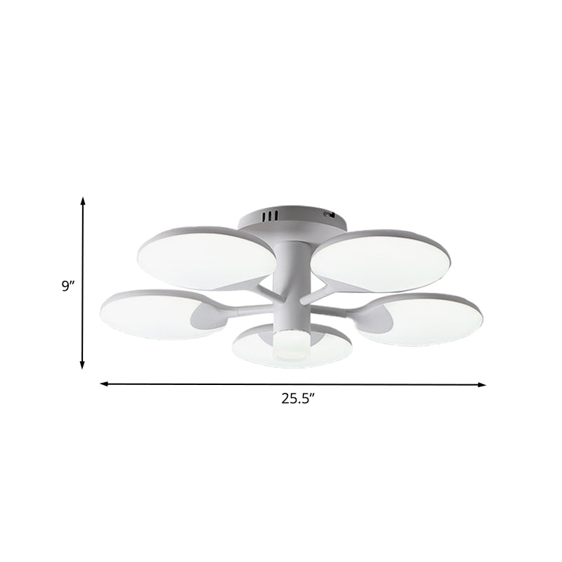 Modern 5-Light Flush LED Ceiling Fixture with Acrylic Shade- White Table Tennis Theme