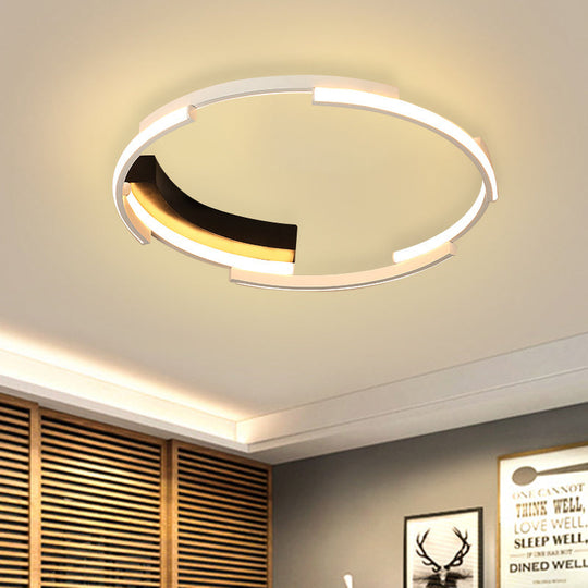 Acrylic Spliced Ring LED Flush Mount Light in White/Black - Ideal for Bedroom - 16.5"/19.5" Dia - White/Warm Light