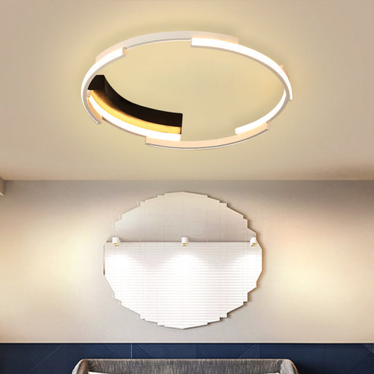 Acrylic Spliced Ring LED Flush Mount Light in White/Black - Ideal for Bedroom - 16.5"/19.5" Dia - White/Warm Light