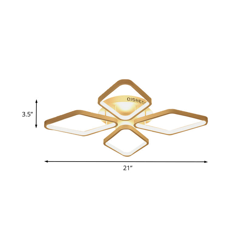 Modern Led White Rhombus Ceiling Flush Mount Light In White/Warm 20/21 Wide