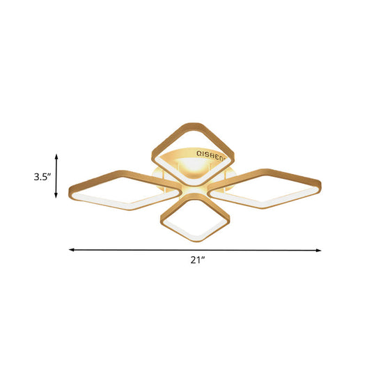 Modern Led White Rhombus Ceiling Flush Mount Light In White/Warm 20/21 Wide