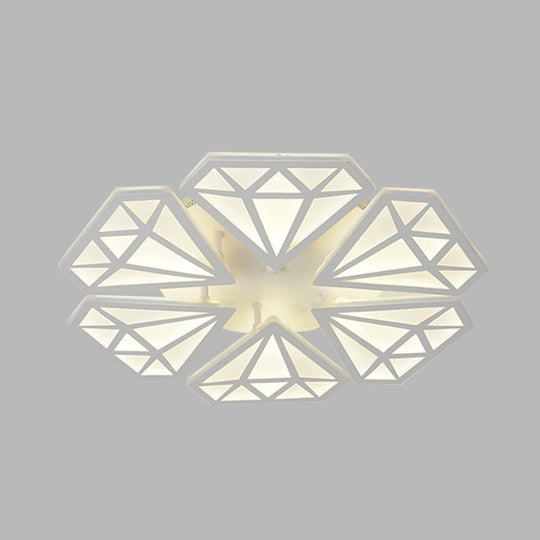 Diamond Acrylic Flush Mount LED Ceiling Light in Warm/White - Contemporary White Fixture