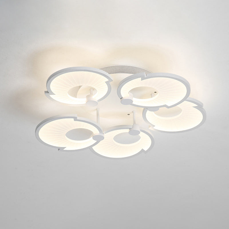 Modern White Floral LED Acrylic Semi Flushmount Ceiling Light in White/Warm Tone