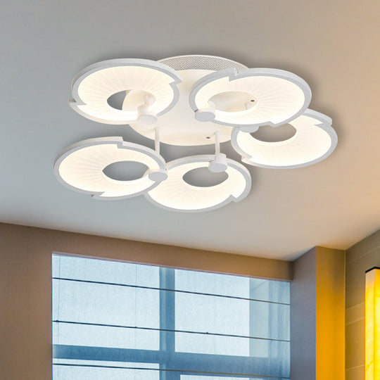 Modern White Floral LED Acrylic Semi Flushmount Ceiling Light in White/Warm Tone