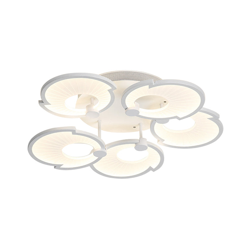 Modern White Floral LED Acrylic Semi Flushmount Ceiling Light in White/Warm Tone