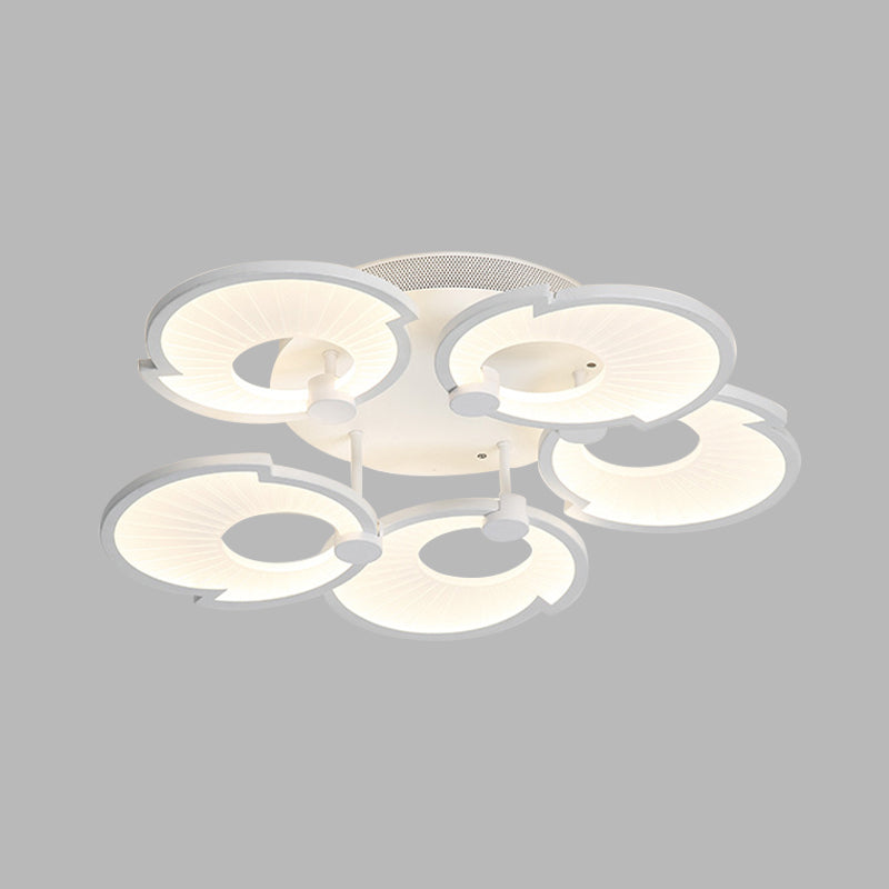 Modern White Floral LED Acrylic Semi Flushmount Ceiling Light in White/Warm Tone