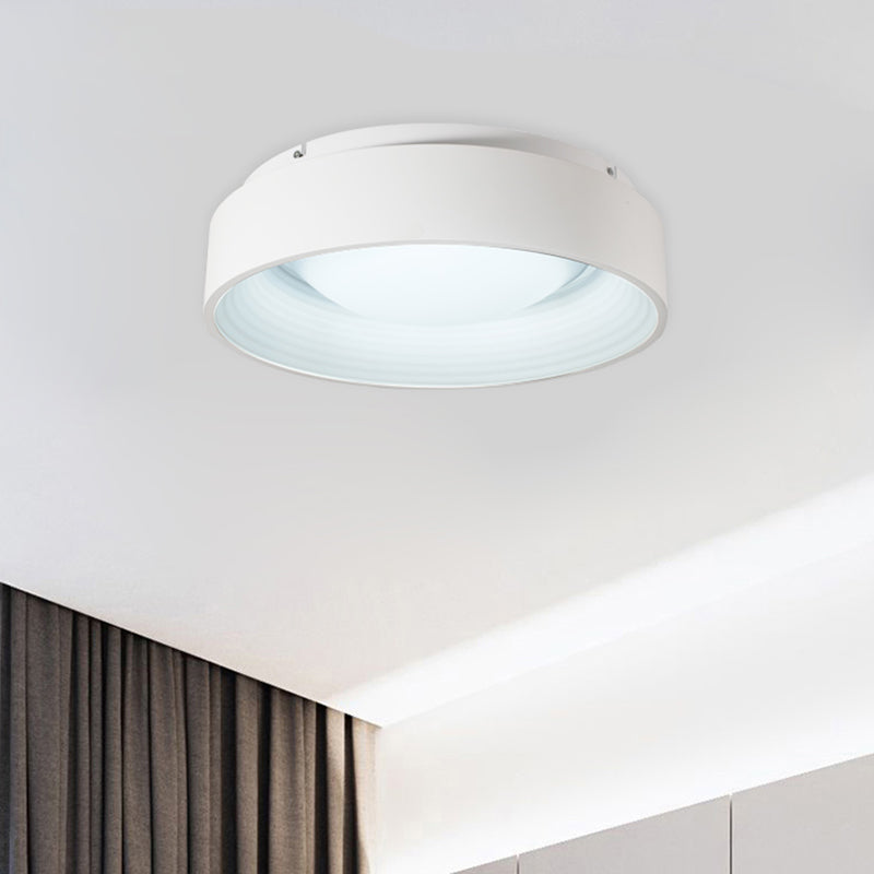 Modern Led Flush Mount Drum Ceiling Light For Bedroom White Acrylic 18/23.5 Dia