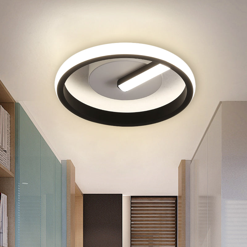 Modern LED Acrylic Flushmount Light in Black for Corridor - White/Warm Light