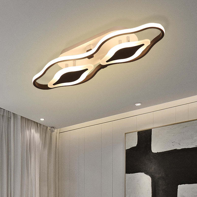 Contemporary Black Acrylic LED Bedroom Ceiling Flush Mount with Semi Flushmount Swimming Goggles Design