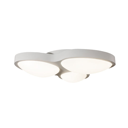 White Oval Ceiling Mounted Led Flushmount Lamp With 3 Modernist Metallic Lights - Bedroom Fixture