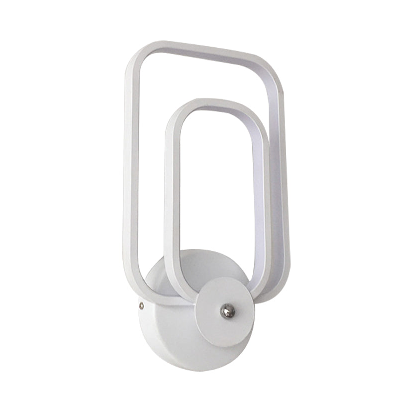 Modern Aluminum Led Wall Sconce In Warm/White Light - Rectangle Frame Minimalist Design