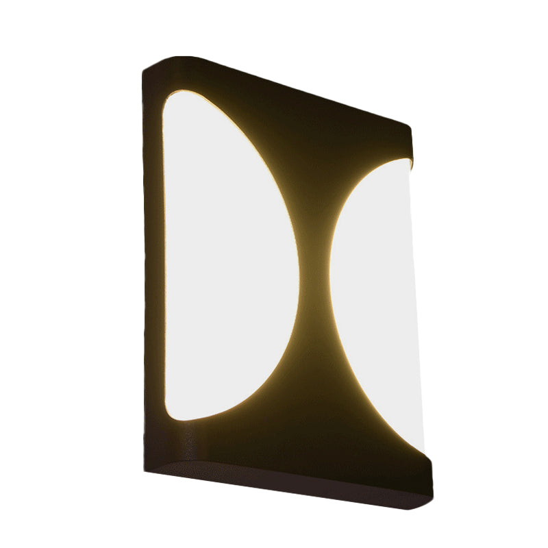 Modern Led Metallic Black Wall Sconce With Double Semicircle Pattern - Flush Mount