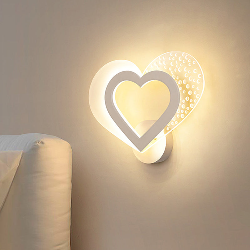 Love Heart Wall Mounted Light: Contemporary Acrylic Led Sconce In Warm/White Light White /