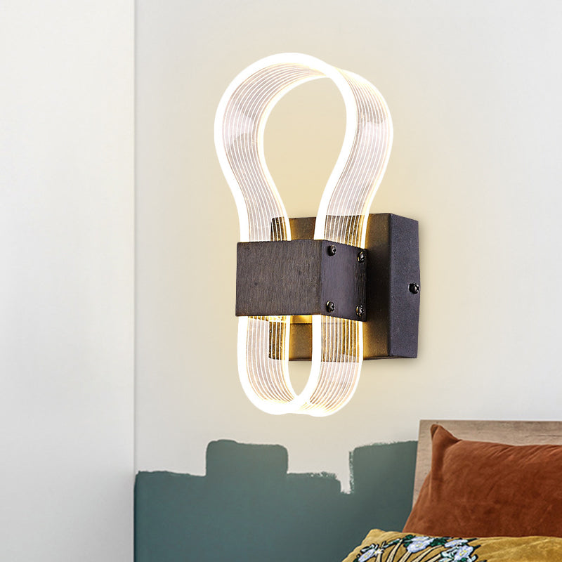 Modern Cuboid Metal Led Wall Lamp With Arc Ring Acrylic Shade In Black White/Warm Light / Warm