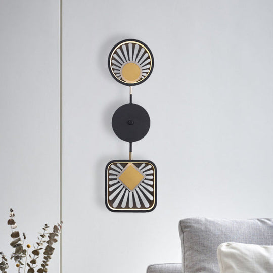 Modern Black Metal Led Wall Sconce For Living Room - Contemporary Sector Design