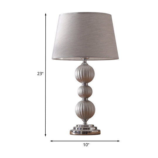 Minimal Silver Bedside Lamp With Ceramic Base And Fabric Shade