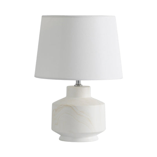 White Conical Fabric Table Lamp With Ceramic Base - Simplicity Night Lighting