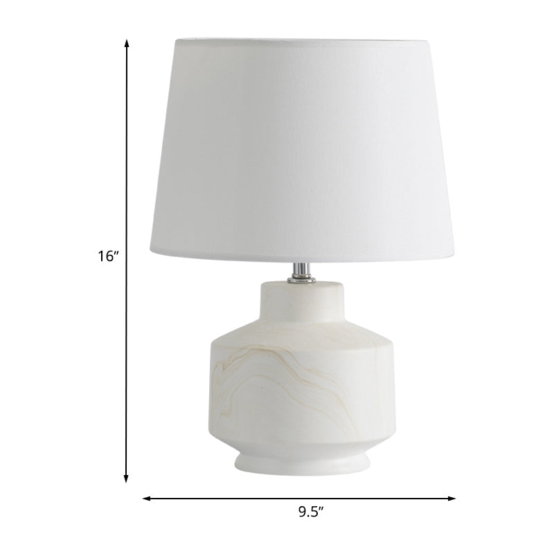 White Conical Fabric Table Lamp With Ceramic Base - Simplicity Night Lighting