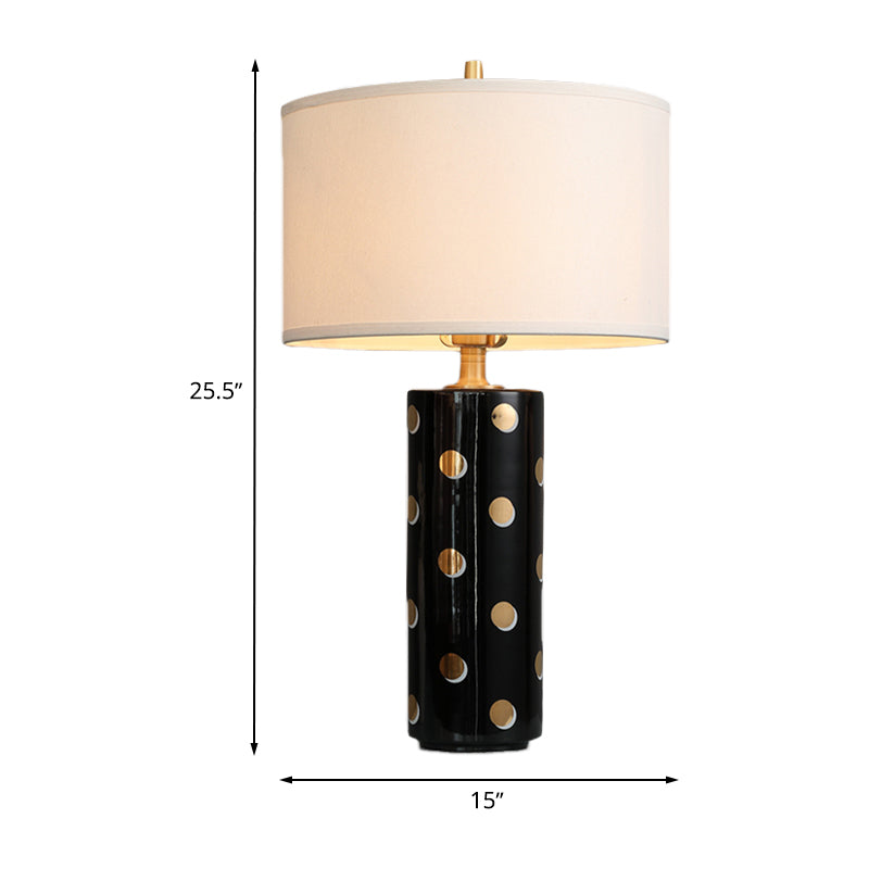 Minimal Drum Table Lamp: White Light Fabric Cylinder Base - Perfect Bedroom Nightstand Lighting