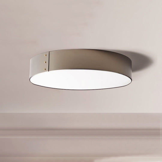 12"/16" Wide Drum Minimalist Acrylic LED Flush Mount Ceiling Fixture in Grey Finish for Bedroom in Warm/White Light